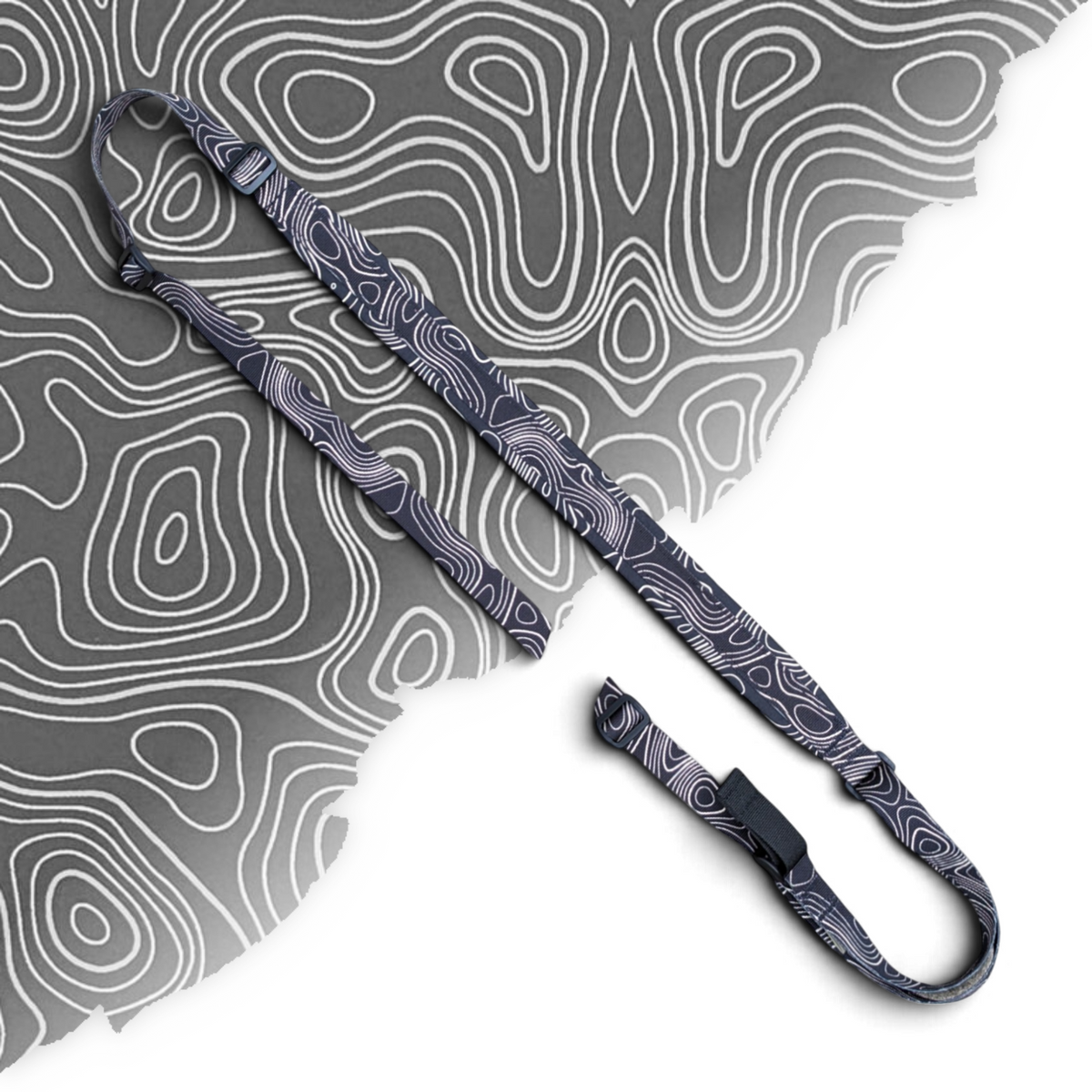 Topo Map Black Padded Sling